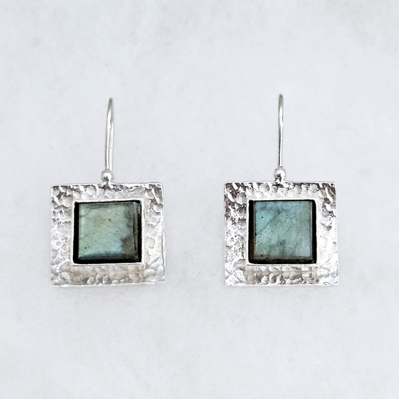 Rare Silpada Sterling Silver Labradorite Square Earrings W0882 - Picture 13 of 16